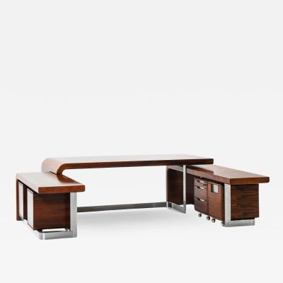  Sibast M bler Executive Desk in Rosewood and Steel by Posborg Meyhoff 1970s