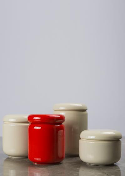  Sicart Set of Four Glazed Ceramic Boxes by Angelo Spagnolo for Sicart