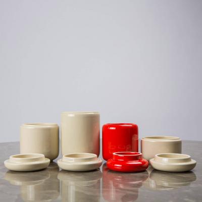  Sicart Set of Four Glazed Ceramic Boxes by Angelo Spagnolo for Sicart