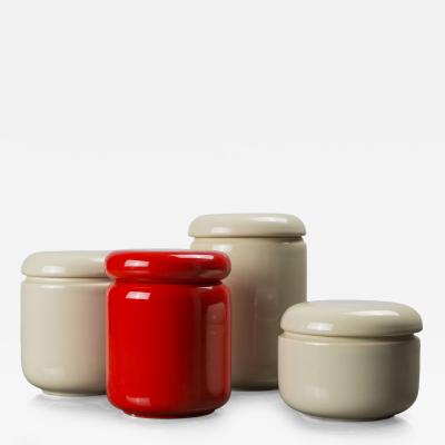  Sicart Set of Four Glazed Ceramic Boxes by Angelo Spagnolo for Sicart