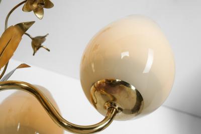  Sieva OY Brass and Glass Ornamental Chandelier by Siev Oy Finland 1950s
