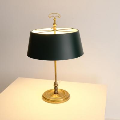  Sieva OY Elegant Mid Century Table Lamp Brass Green Painted Metal Siev Finland 1960s