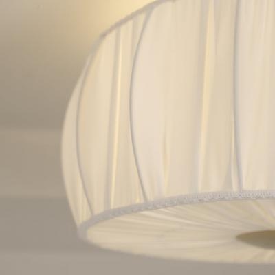  Sieva OY Round Vintage Flush Mount in Brass and Pleated Silk Shade Siev 1970 80s