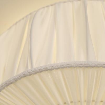  Sieva OY Round Vintage Flush Mount in Brass and Pleated Silk Shade Siev 1970 80s