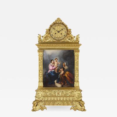  Silvani Large French Baroque style gilt bronze and porcelain mantel clock