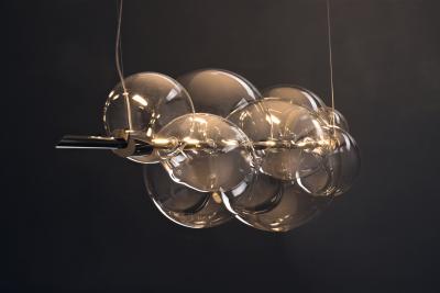  Silvio Mondino Studio D ry Contemporary Handmade Chandelier Brass Blown Glass LED Light Dimmable