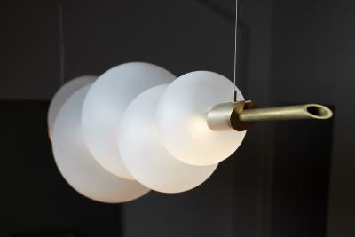  Silvio Mondino Studio D ry Satin Hand Crafted Brass Chandelier with Murano Glass dimmable LED light