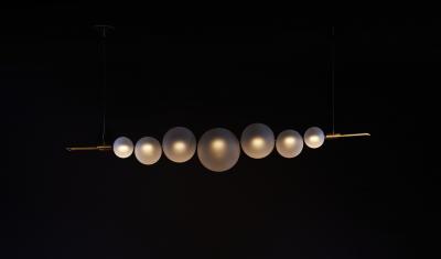  Silvio Mondino Studio D ry Satin Hand Crafted Brass Chandelier with Murano Glass dimmable LED light