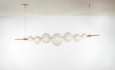  Silvio Mondino Studio D ry Satin Hand Crafted Brass Chandelier with Murano Glass dimmable LED light