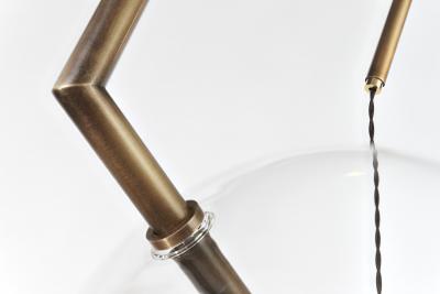  Silvio Mondino Studio Fulmine Aged Three Lights Floor to Ceiling Sculptural Lamp Brushed Brass