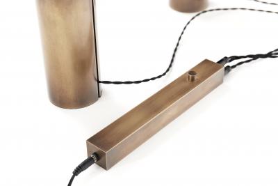  Silvio Mondino Studio Fulmine Aged Three Lights Floor to Ceiling Sculptural Lamp Brushed Brass