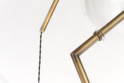  Silvio Mondino Studio Fulmine Aged Three Lights Floor to Ceiling Sculptural Lamp Brushed Brass