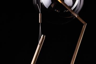  Silvio Mondino Studio Fulmine Aged Three Lights Floor to Ceiling Sculptural Lamp Brushed Brass