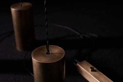  Silvio Mondino Studio Fulmine Aged Three Lights Floor to Ceiling Sculptural Lamp Brushed Brass