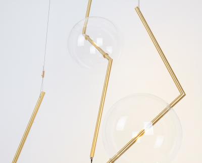  Silvio Mondino Studio Fulmine Three Lights Floor to Ceiling Minimalist Sculptural Lamp Brushed Brass