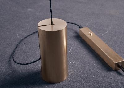  Silvio Mondino Studio Fulmine Three Lights Floor to Ceiling Minimalist Sculptural Lamp Brushed Brass