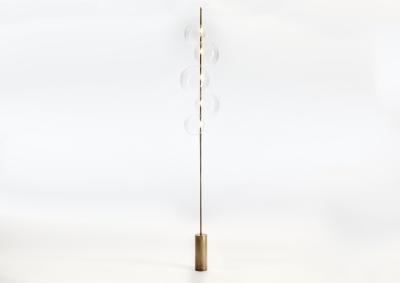 Silvio Mondino Studio Grandine Aged Five Lights contemporary Floor Lamp Aged Brass Handblown Glass