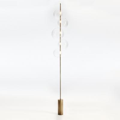  Silvio Mondino Studio Grandine Aged Five Lights contemporary Floor Lamp Aged Brass Handblown Glass