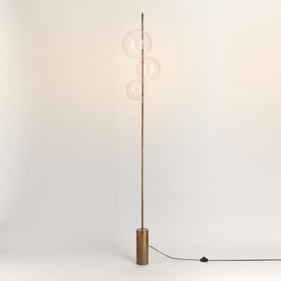  Silvio Mondino Studio Grandine Three Lights Aged Brushed Brass Minimal Sculptural Floor Lamp