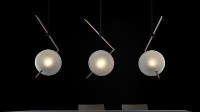  Silvio Mondino Studio Nuvola BOLD One Light Pendant Stardust White Blown Glass Leather Brass