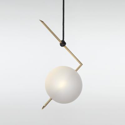  Silvio Mondino Studio Nuvola BOLD One Light Pendant Stardust White Blown Glass Leather Brass