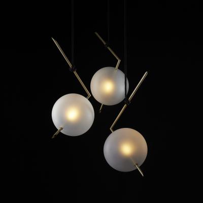  Silvio Mondino Studio Nuvola BOLD Three Lights Stardust White Contemporary Chandelier Handblown Glass