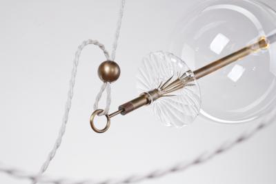  Silvio Mondino Studio Trapezi Five Lights Aged Brass Contemporary Pendant Chandelier Blown Glass