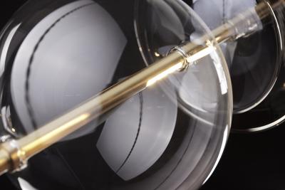  Silvio Mondino Studio Trapezi Five Lights Neutral Shades Contemporary Pendant Chandelier Brass Glass