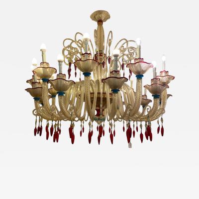  SimoEng 1970s Italian Chandelier Style Murano Glass Multicolors With Flowers