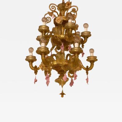  SimoEng 1970s Italian Style Murano Glass Multicolors With Flowers Chandelier