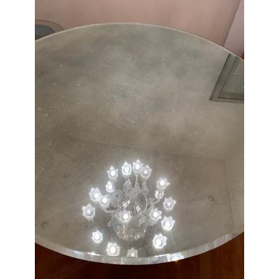  SimoEng 1980s Italian Venetian Black Rezzonico and Silver Murano Glass Style Big Table