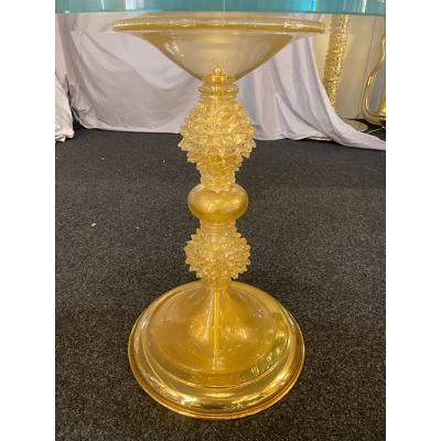  SimoEng 1980s Venetian Gold Rostrato Murano Glass Attributed Coffee Table
