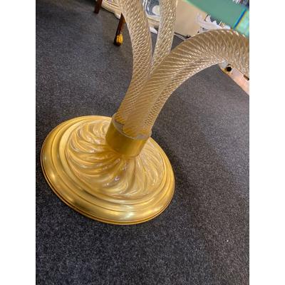  SimoEng 1980s Vintage Gold Torciglione Murano Glass Attributed Coffee Table