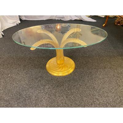  SimoEng 1980s Vintage Gold Torciglione Murano Glass Attributed Coffee Table