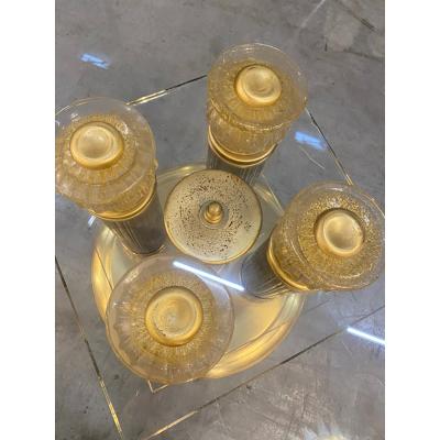  SimoEng 1980s Vintage Venetian Black and Gold Coffee Table in Murano Glass Attributed