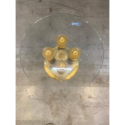  SimoEng 1980s Vintage Venetian Black and Gold Coffee Table in Murano Glass Attributed