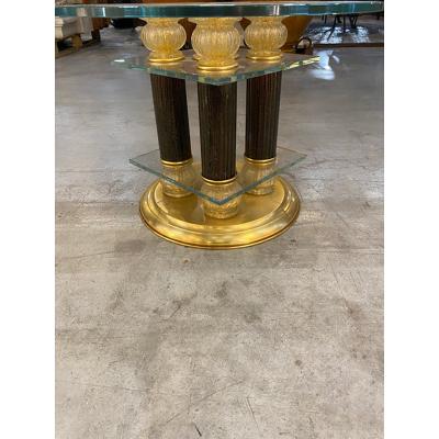  SimoEng 1980s Vintage Venetian Black and Gold Coffee Table in Murano Glass Attributed