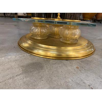 SimoEng 1980s Vintage Venetian Black and Gold Coffee Table in Murano Glass Attributed