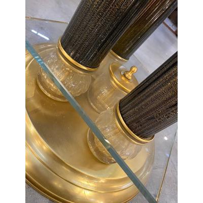  SimoEng 1980s Vintage Venetian Black and Gold Coffee Table in Murano Glass Attributed