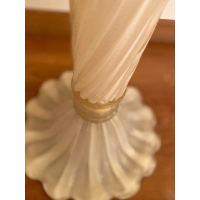  SimoEng 1990s Italian Venetian White and Gold Murano Glass Style Coffee Table