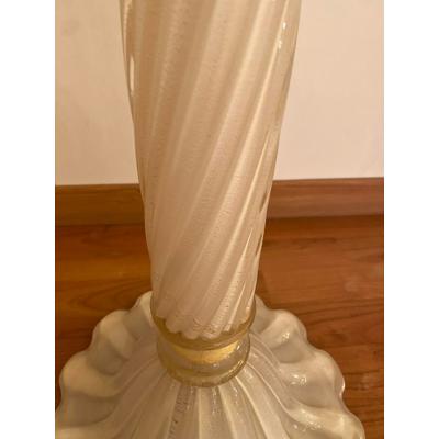  SimoEng 1990s Italian Venetian White and Gold Murano Glass Style Coffee Table