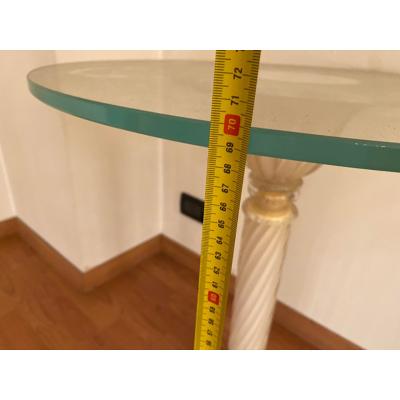  SimoEng 1990s Italian Venetian White and Gold Murano Glass Style Coffee Table