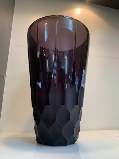  SimoEng 2020s Italian Violet Crystal Handmade Cut Vase