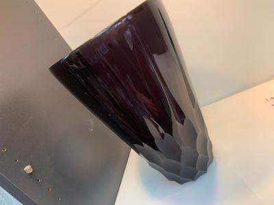  SimoEng 2020s Italian Violet Crystal Handmade Cut Vase