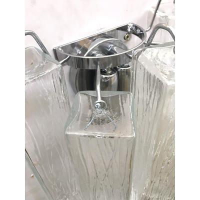  SimoEng 21st Century Clear Squared Murano Glass Wall Sconces