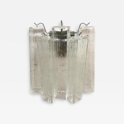  SimoEng 21st Century Clear Squared Murano Glass Wall Sconces