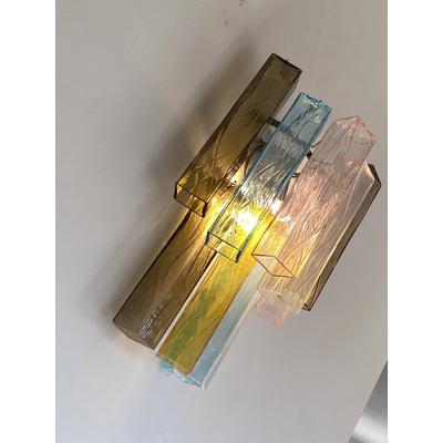  SimoEng 21st Century Multicolored Squared Murano Glass Wall Sconces a Pair