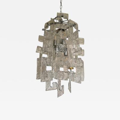  SimoEng 21st Century Transparent and Silver Chandelier in Murano Glass