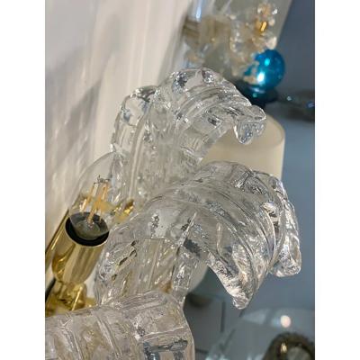  SimoEng A Pair of Contemporary Transparent Lingue Murano Glass Wall Lamp