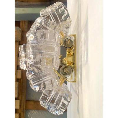  SimoEng A Pair of Contemporary Transparent Lingue Murano Glass Wall Lamp
